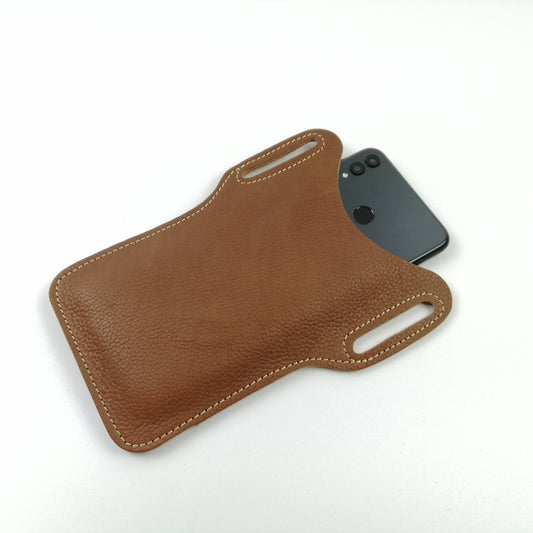 FoneMan Light Brown | Smartphone Leather Pouch belt pouch | iPhone | Samsung phones