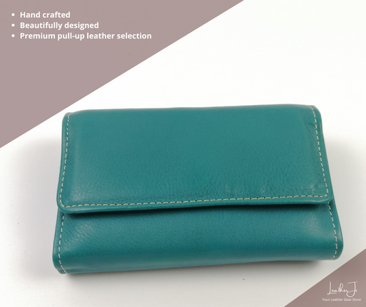 Coral Reef 4 Zip | Ladies Leather Purse Clutch Sea Green Color